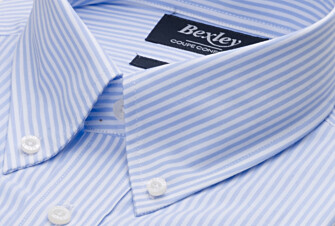 Camisa de algodón a rayas Azul Claro y Blanco - Cuello americano - MARLON
