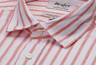 Camisa de algodón/lino Chambray Blanco y Naranja - EDIBERT