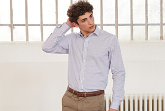 Camisa blanca con rayas azules oscuras - GEOFFROY