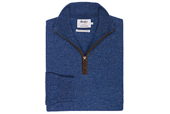 Jersey hombre cuello con cremallera azul oscuro jaspeado - KEITHY