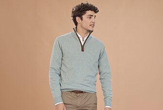Jersey de lana para hombre con cuello cremallera Verde Eucalipto - KEITHY