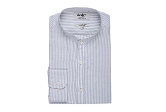 Camisa lisa de lino de algodón Verdetila y Blanco - ELIBERT