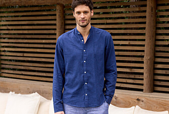 Camisa lisa de lino de algodón Chambray Indigo - ELIBERT