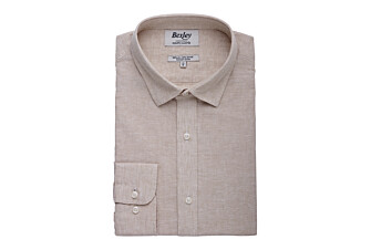 Camisa lisa de lino de algodón Chambray Beis - SILBERT