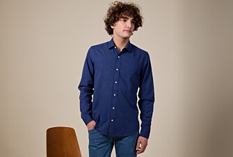 Camisa de algodón y lino Chambray Índigo - Cuello Francés - SILBERT