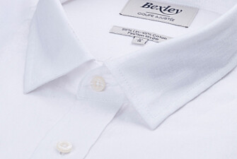 Camisa de algodón y lino Chambray Blanca - Cuello Francés - SILBERT