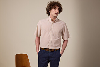 Camisa de lino y algodón Chambray Beis - Bolsillo en el pecho - COLTEN MC