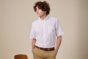 Camisa de lino/algodón Chambray Blanco  - Corte estándar - COLTEN MC