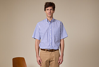 Camisa de lino/algodón Chambray Azul Océano y Blanco - COLTEN MC