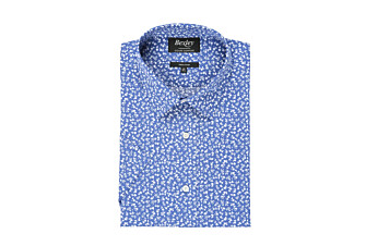 Camisa de algodón azul con estampado de flores blancas - FLORANTIN MC