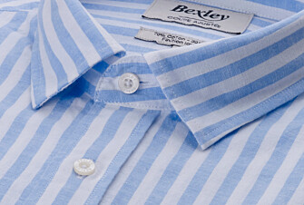 Camisa de algodón y lino a rayas Celeste y Blanco - SIMONIN