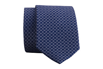 Corbata de seda con motivo Azul marino y gris