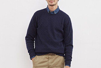 Jersey de lana de hombre con cuello redondo Azul marino   - CONTOR