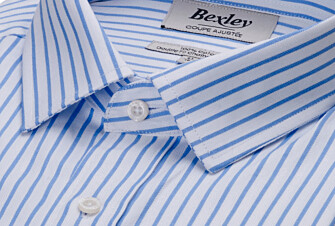 Camisa blanca con rayas azules claro - LÉONEL 