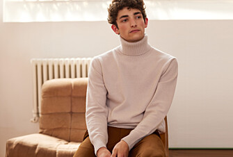 Jersey de lana con cuello alto para hombre Beis Claro - KENNERIC