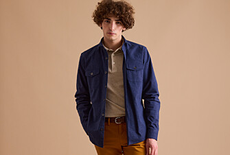 Sobrecamisa de franela Navy - Cuello francés - THÉODÉRIC