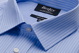 Camisa para hombre estampada azul - rayas blancas - Cuello francés - BERTHOD