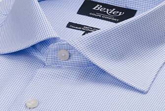 Camisa celeste y blanca de tejido texturizado - SAVINO
