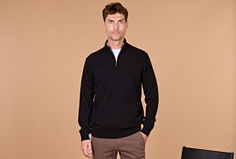Jersey hombre bicolor con cremallera negro y taupe - KEYDEN II