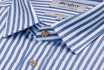 Camisa de franela para hombre – Rayas azul y crudo - SIMION II