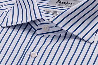 Camisa rayada 100% algodón - Blanco y Azul - DAVIDE CLASSIC