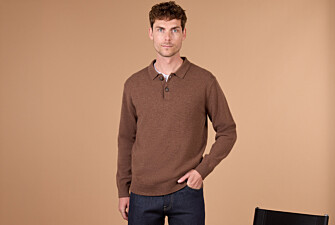 Jersey polo hombre chocolate jaspeado en lambswool - BRAIDRICK