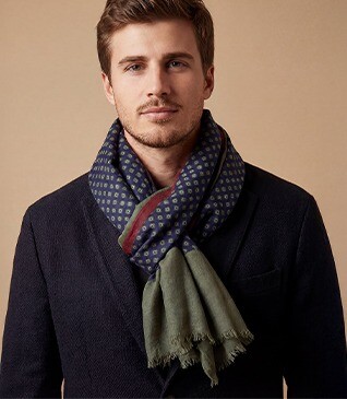 Bufanda de lana para hombre – Azul marino, burdeos y verde