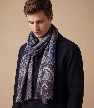 Bufanda de lana para hombre – Azul marino, gris y rojo