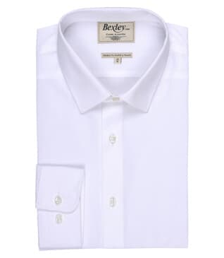Camisa de popelina de algodón blanca - Cuello francés - LOUIS CLASSIC