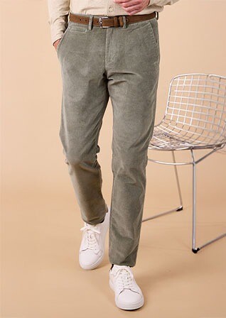 Pantalón chino de pana Verde Eucalipto para hombre - NORMAN