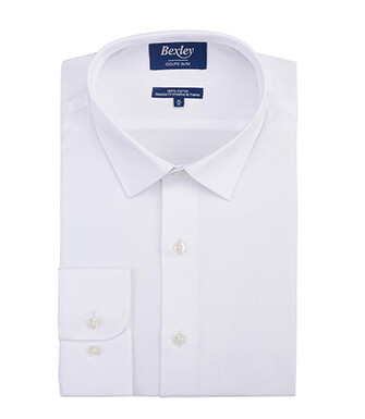 Camisa slim blanca de popelina de algodón - LOUIS CLASSIC SLIM