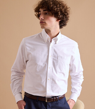 Camisa de algodón blanca - Cuello americano - TOMMY