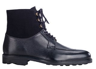 Botas Hombre en Cuero Negro granulado - KENT HIGH GOMME COUNTRY