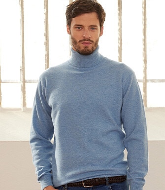 Jersey de lana con cuello alto hombre Azul Moteado - EMERIC