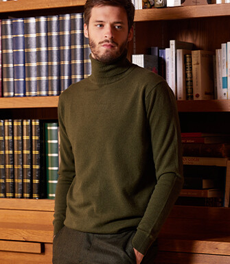 Jersey de lana con cuello alto para hombre Verde - EMERIC
