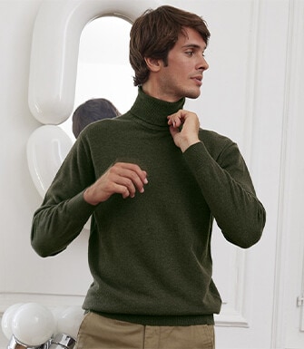 Jersey de lana con cuello alto hombre Verde - EMERIC