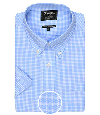Camisa Azul con finos cuadros blancos - Bolsillo - CLAYN MC