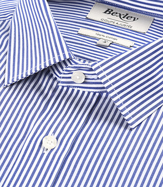 Camisa de algodón a rayas Azul marino y Blanco - MAXIMILIEN