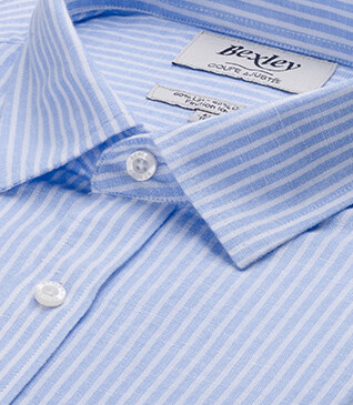 Camisa de algodón y lino con rayas Celeste y blanco - EDIBERT