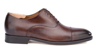 Zapato Oxford para hombre Chocolate Patinado con suela de cuero - WINFORD