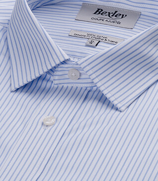 Camisa blanca con rayas Azul Claro - GEOFFROY