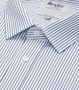 Camisa blanca con rayas Verde oscuros - GEOFFROY