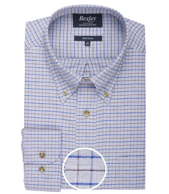Camisa de sarga de cuadros gris - Bolsillo en el pecho - BENETT