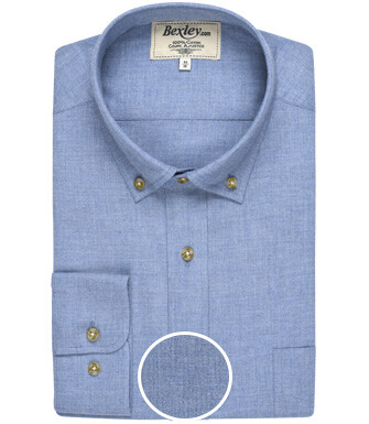 Camisa de franela azul moteado - Bolsillo en el pecho - ALEXANDER
