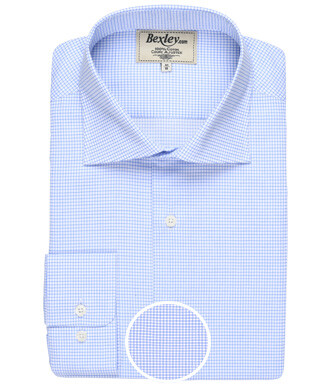 Camisa blanca con pequeños cuadros azules - SALVATORE