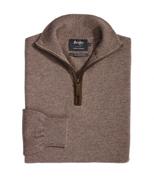 Jersey de hombre de lana con cuello con cremallera Marrón moteado - KEITHY