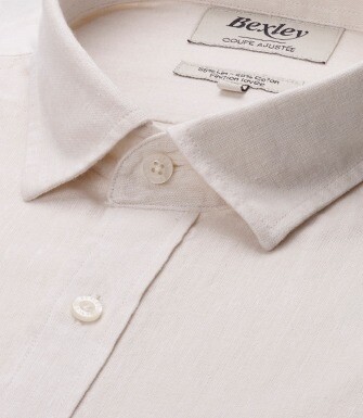 Camisa lisa de lino de algodón Chambray Crudo - SILBERT