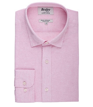 Camisa lisa de lino de algodón Chambray Rosa - SILBERT
