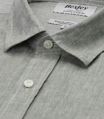 Camisa para Hombre - Chambray Verde Caqui - SILBERT