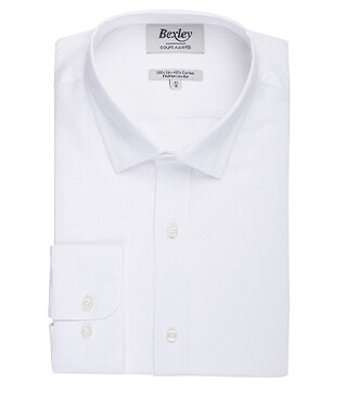 Camisa de algodón y lino Chambray Blanca - Cuello Francés - SILBERT